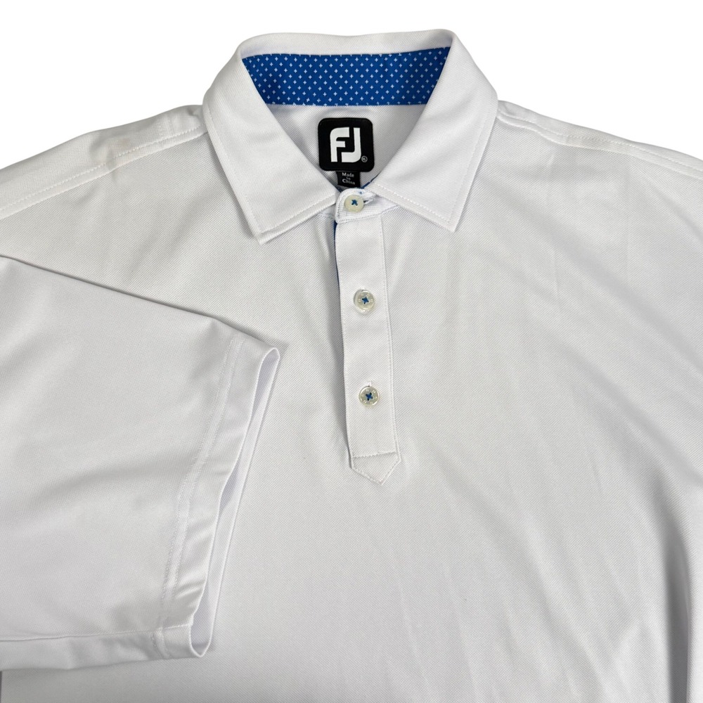 FootJoy ProPique ProDry Polo Shirt White Short Sleeve Golf Shirt Pique Mens XL